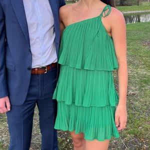 Lulu's Green Pleated Mini Dress